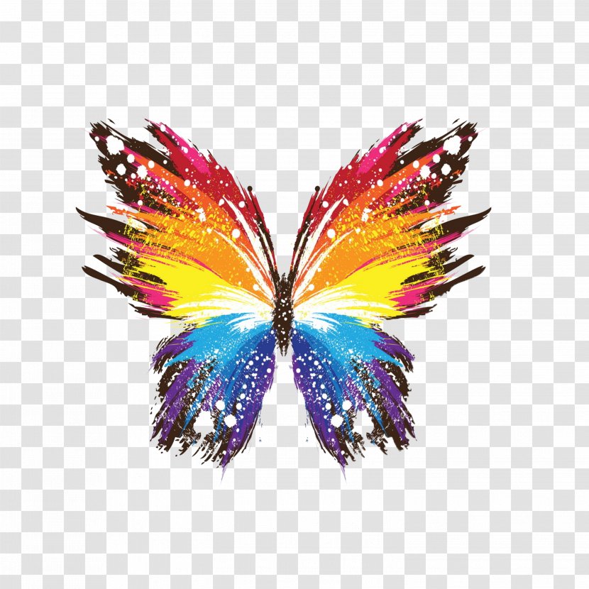 Butterfly IPhone X Painting Art Wallpaper - Silhouette - Colorful Transparent PNG