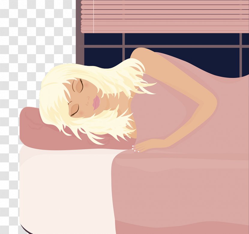 Drawing Cartoon Illustration - Silhouette - A Long Haired Beauty With Flat Illustrations And Sideways Sleeping Transparent PNG