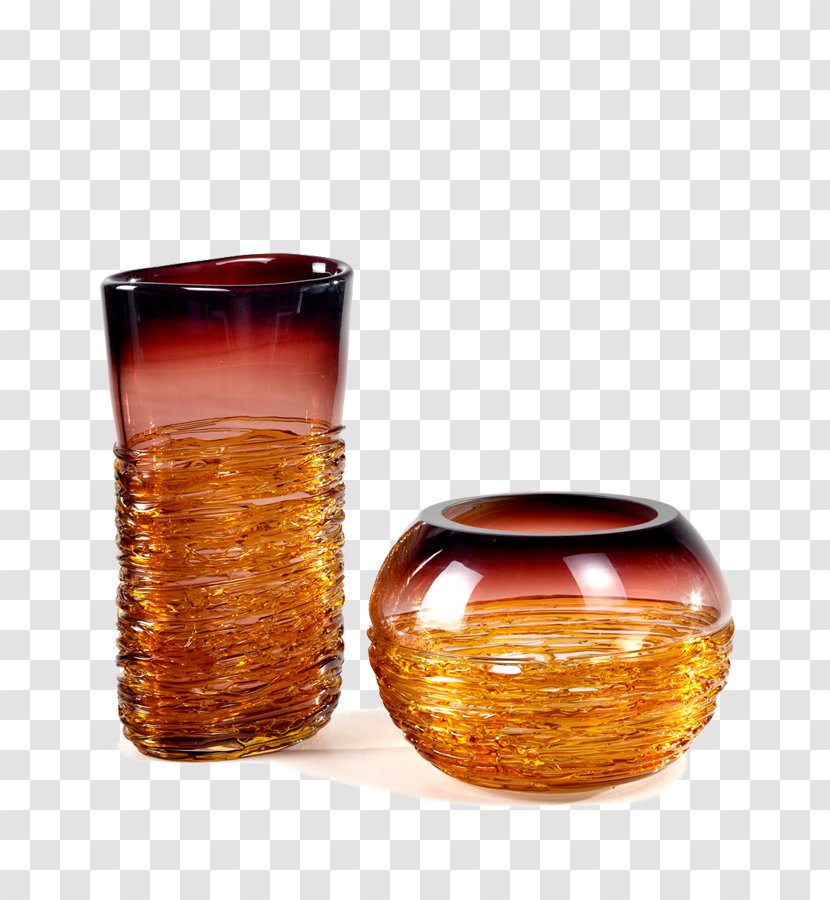 Old Fashioned Glass Vase Caramel Color Transparent PNG