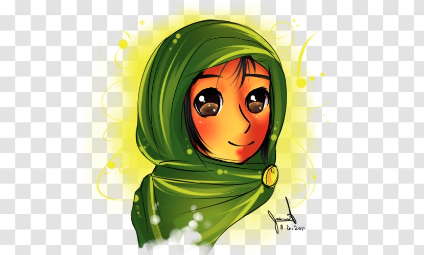 Hijab Woman Cartoon Painting - Watercolor - Latern Transparent PNG