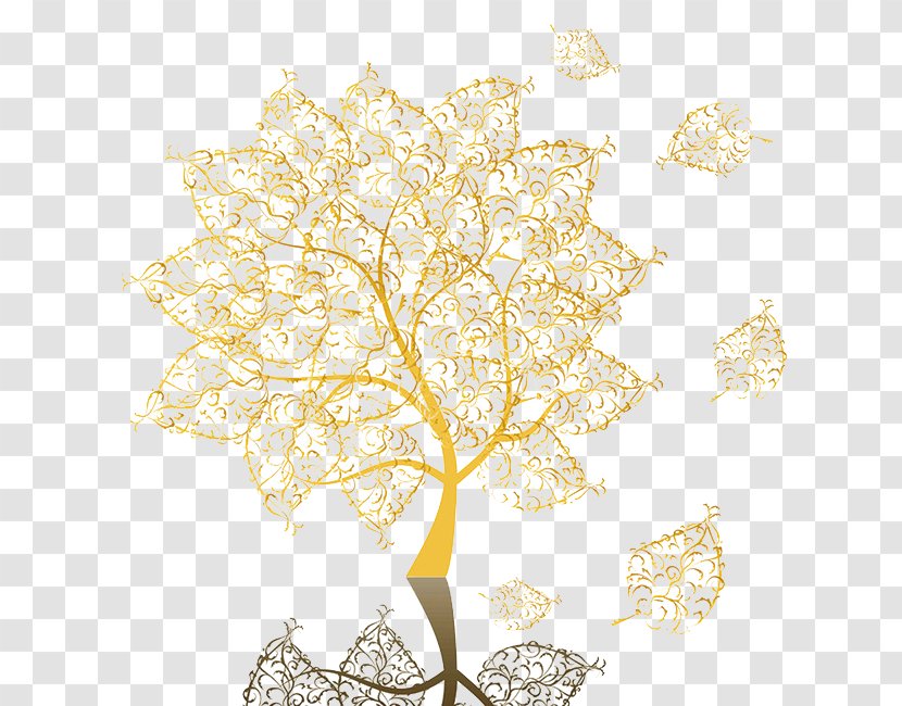 Tree Euclidean Vector - Flower - Golden Transparent PNG