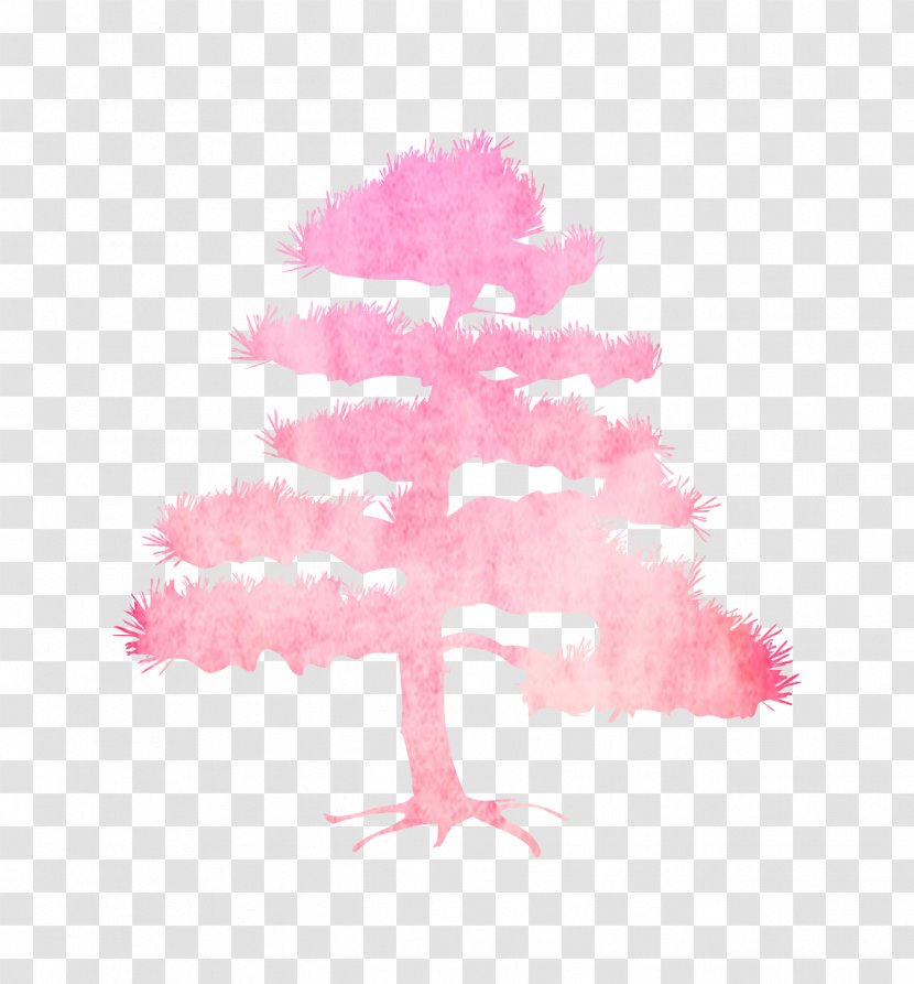 Pink M Tree Sky RTV - Watercolor Paint Transparent PNG