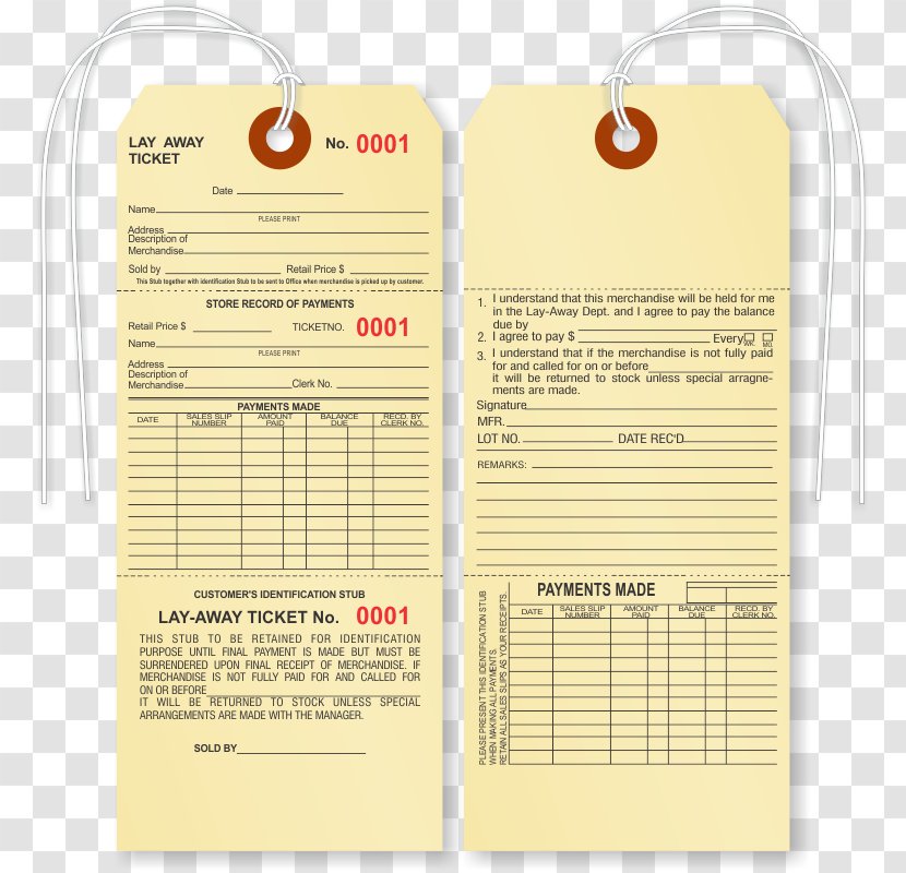 Layaway Retail Stock Price - String - Ticket Stub Transparent PNG