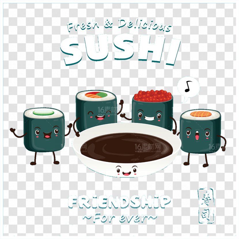 Sushi Japanese Cuisine Makizushi Sashimi - Cartoon Transparent PNG