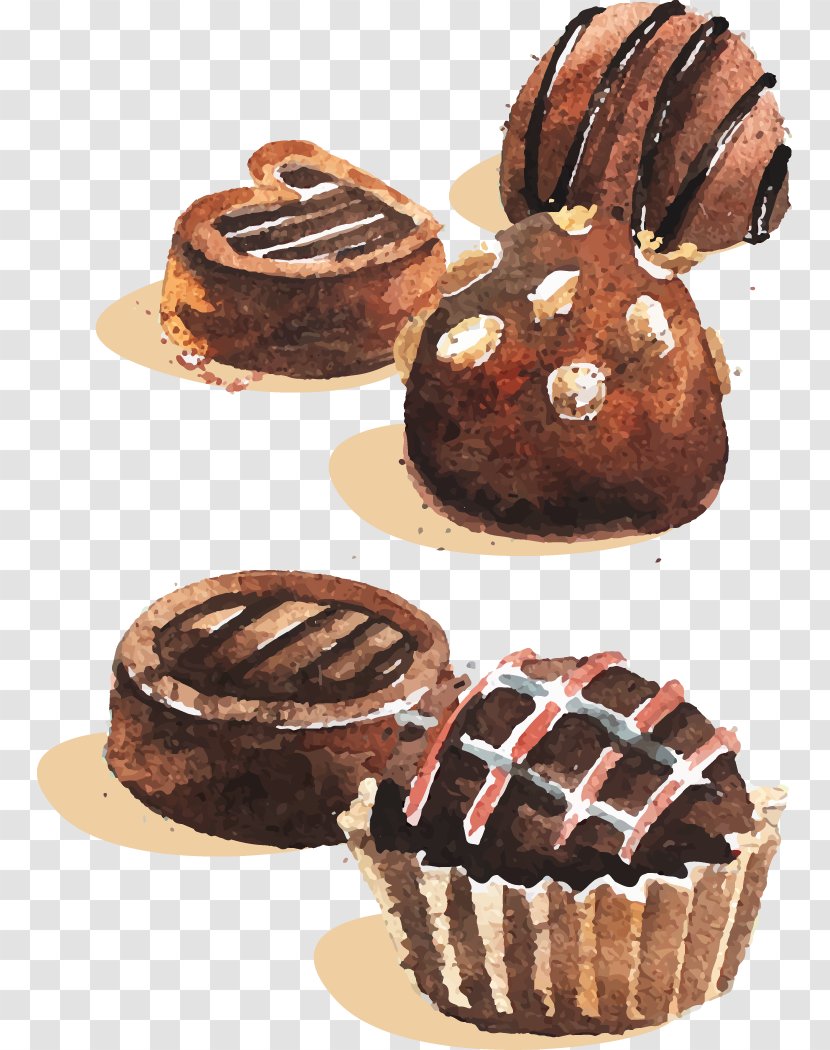 Chocolate Truffle Bonbon Bar Cake - Muffin - Drawing Transparent PNG