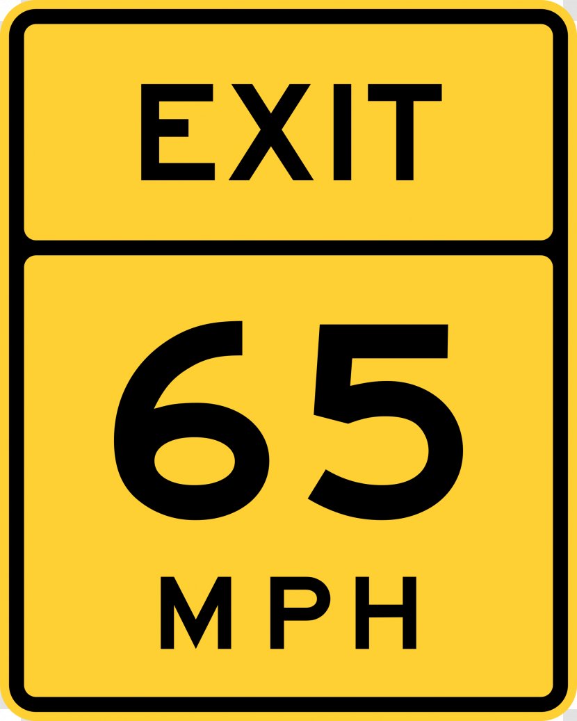 United States Advisory Speed Limit Traffic Sign - Yellow - Exit Transparent PNG