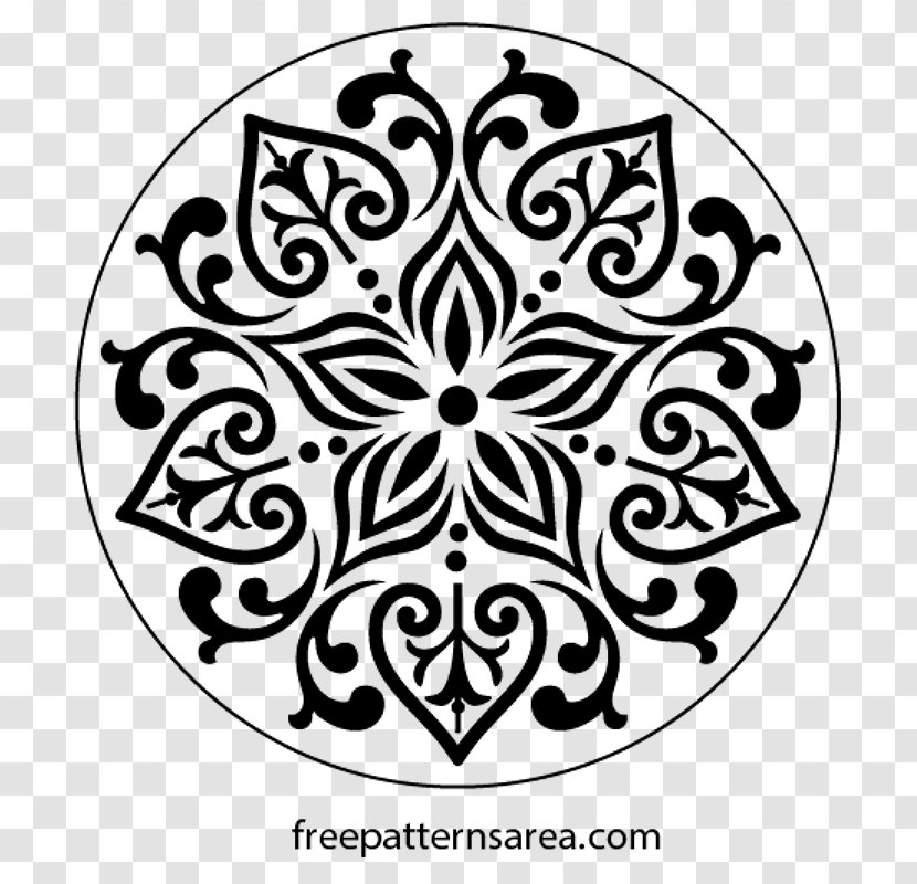 Ornament Art Stencil - Monochrome Photography - Floral Transparent PNG