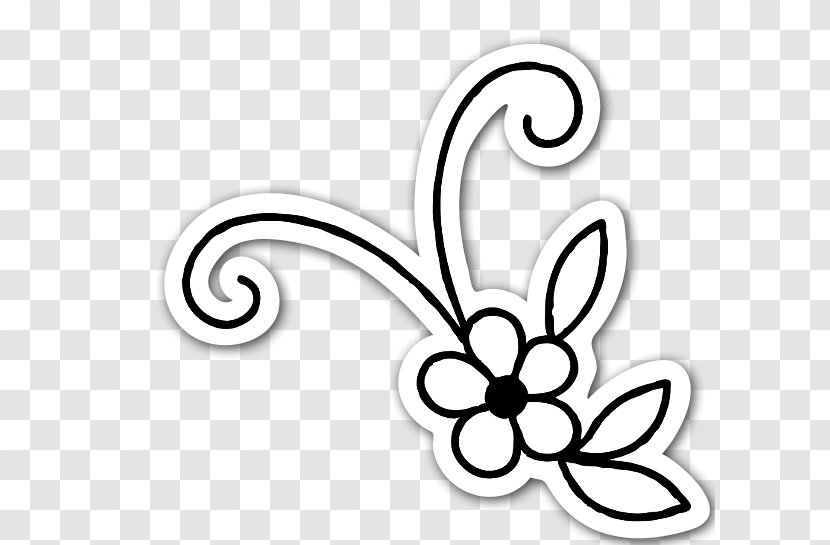 Flower Drawing Sticker Clip Art - Black And White - Ornament Transparent PNG