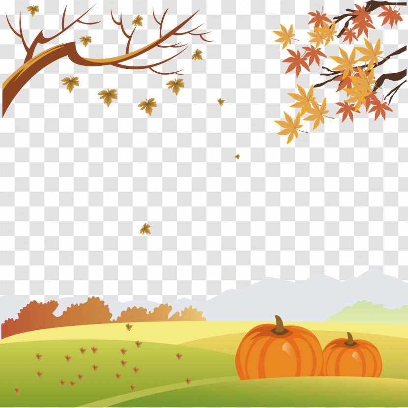 Autumn Drawing Decorative Arts Illustration - Tree - Pumpkin Vector Transparent PNG