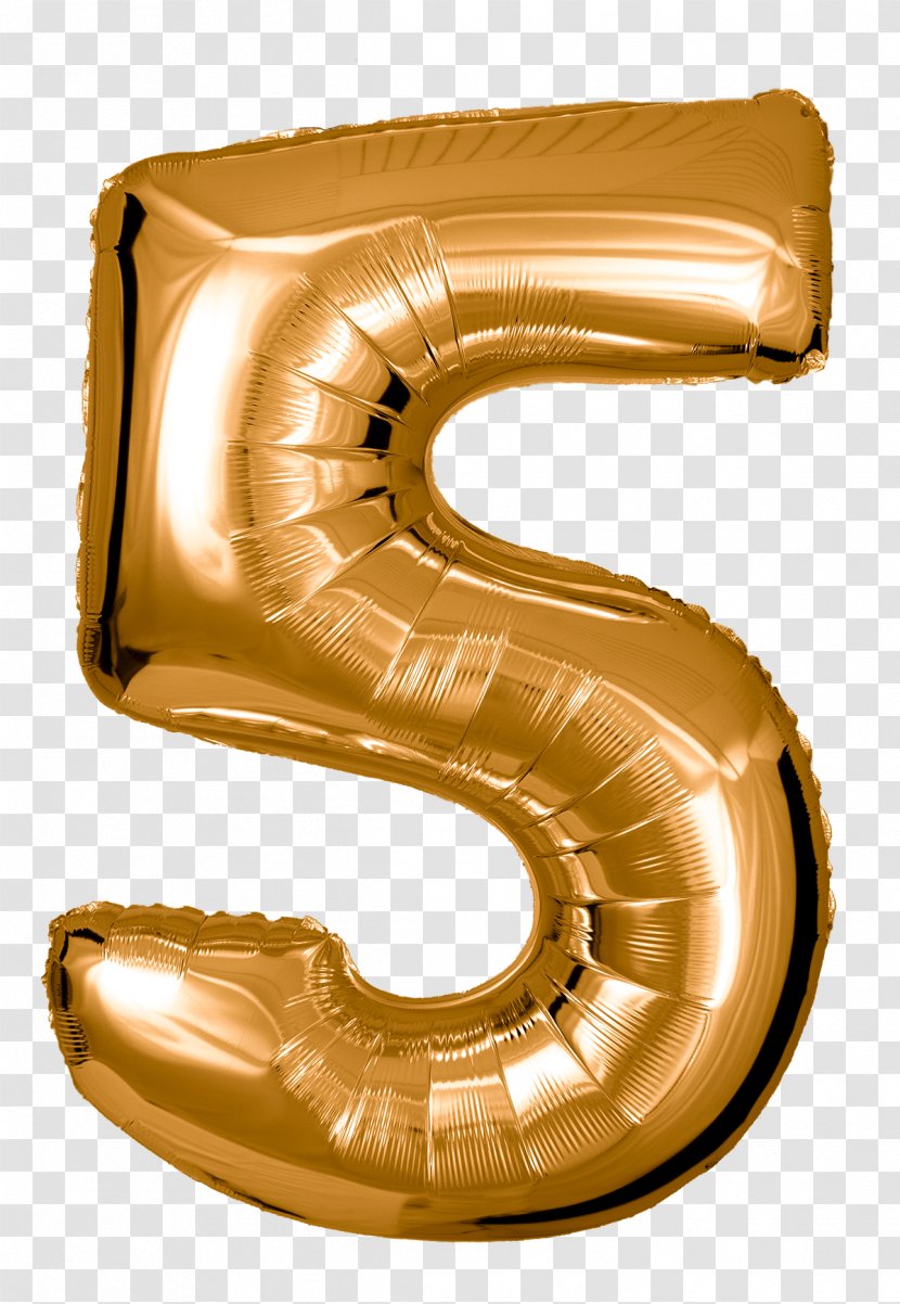 Toy Balloon Birthday Number Gold - Brass Transparent PNG