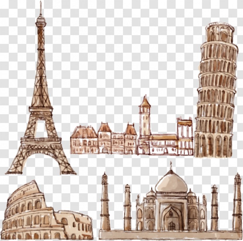 Eiffel Tower Leaning Of Pisa Colosseum New York City - Famous Transparent PNG