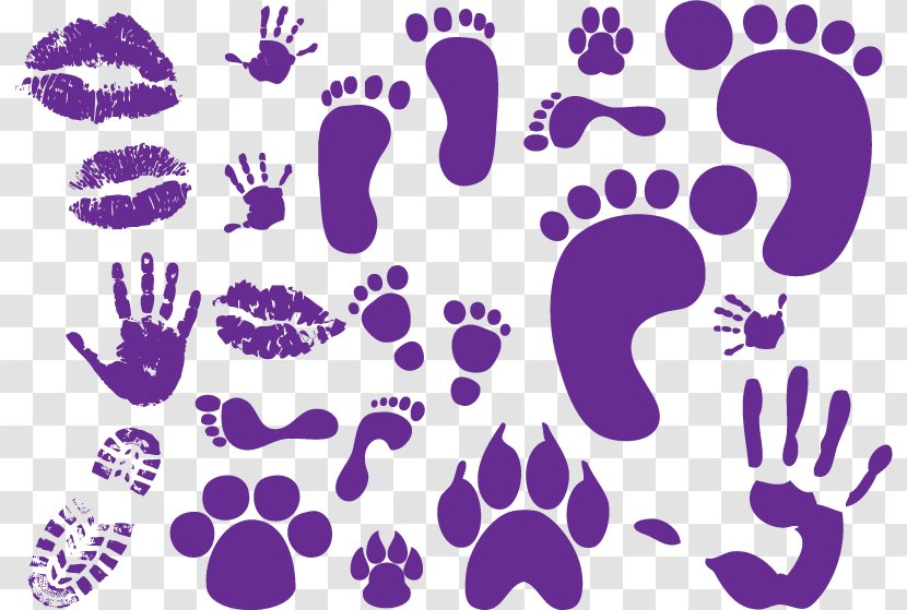 Footprint Clip Art - Vector Purple Handprints Footprints Transparent PNG