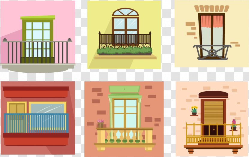 Window Architecture Balcony Cartoon - Property - Vector Shape Transparent PNG