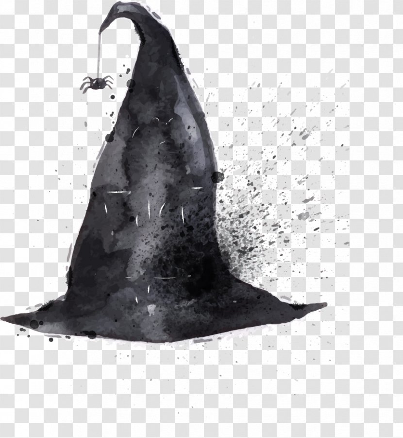Drawing Witchcraft Witch Hat Illustration - Monochrome - Vector Transparent PNG