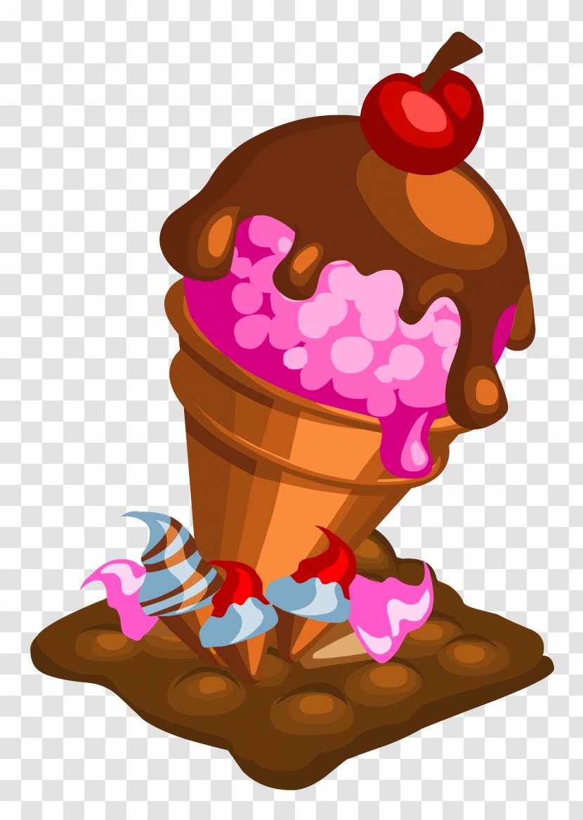 Neapolitan Ice Cream Sundae Cones Chocolate - Rocky Road - High Resolution Clipart Transparent PNG