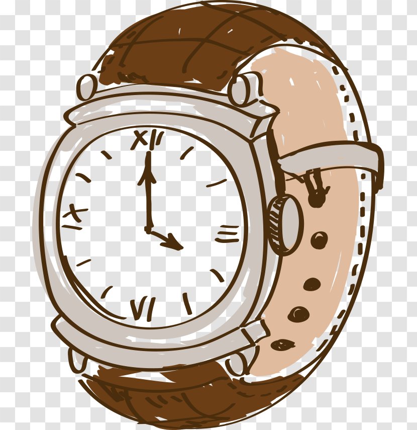 Watch Cartoon Drawing Clip Art - Wall Clock - Hand-painted Watches Transparent PNG