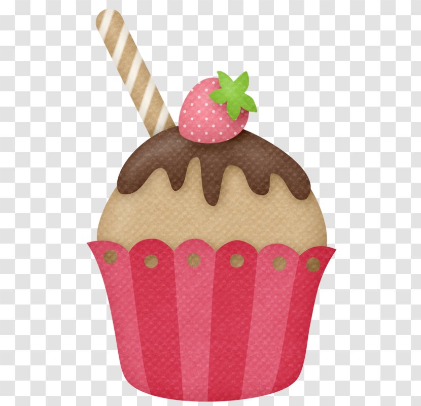 Cupcake Cakes Ice Cream American Muffins - Drawing - Clipart Strawberry Transparent PNG