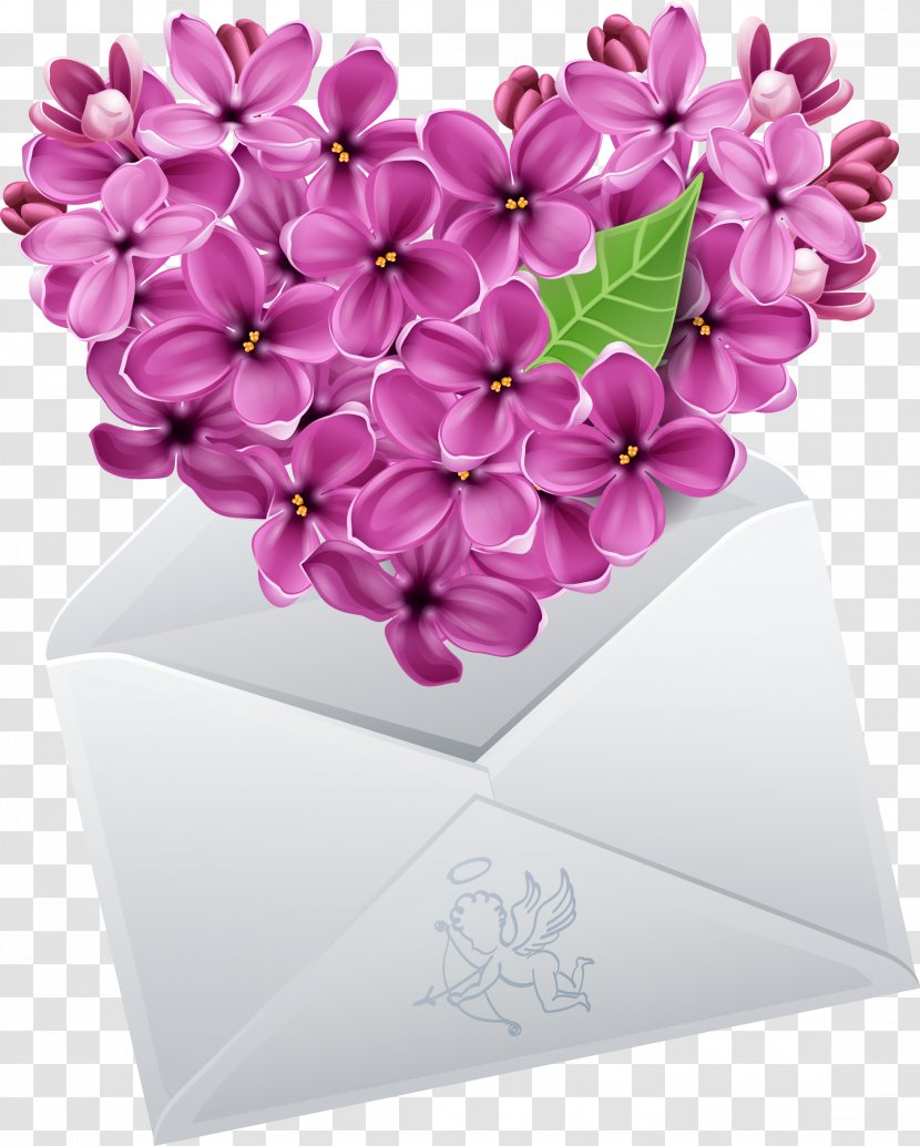 Heart Flower Violet Lilac - Arranging - Purple Flowers Transparent PNG