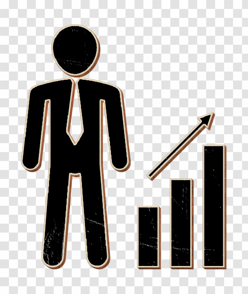 People Icon Businessman With An Ascendant Business Graph Of Bars Icon Worker Icon Transparent PNG