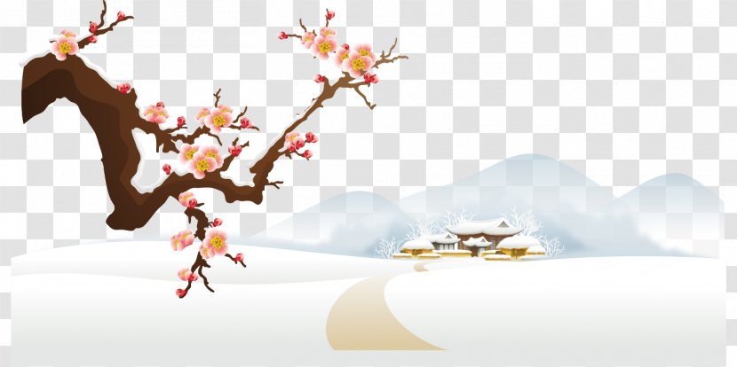 Winter Greeting Happiness Love Friendship - Card - Snow Plum Vector Material Transparent PNG