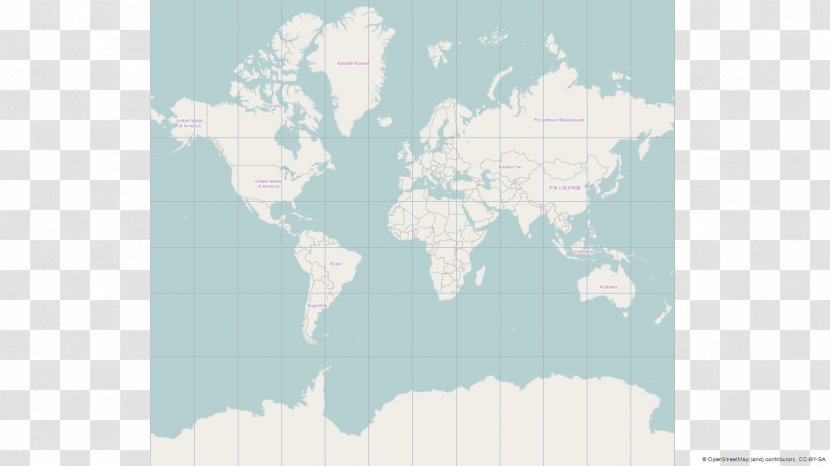 World Map OpenStreetMap Earth - Location - Mercator Projection Transparent PNG