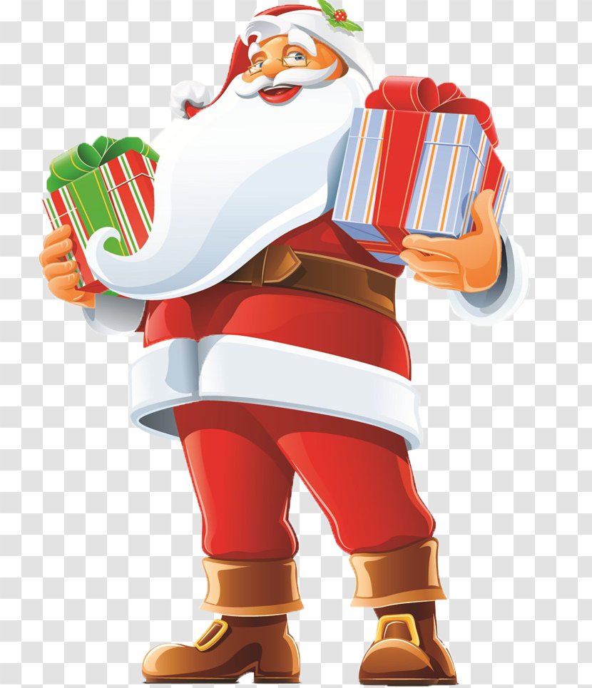 Santa Claus Christmas Photography Illustration - Gift - Holding A Box Transparent PNG