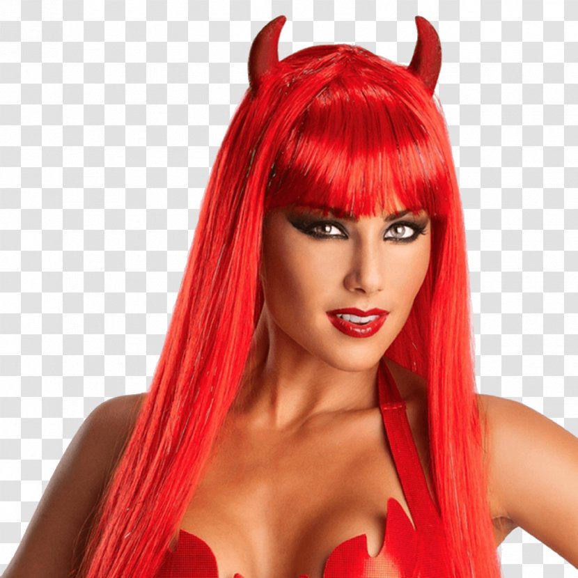 Wig Devil Costume Demon Satan - Red Transparent PNG