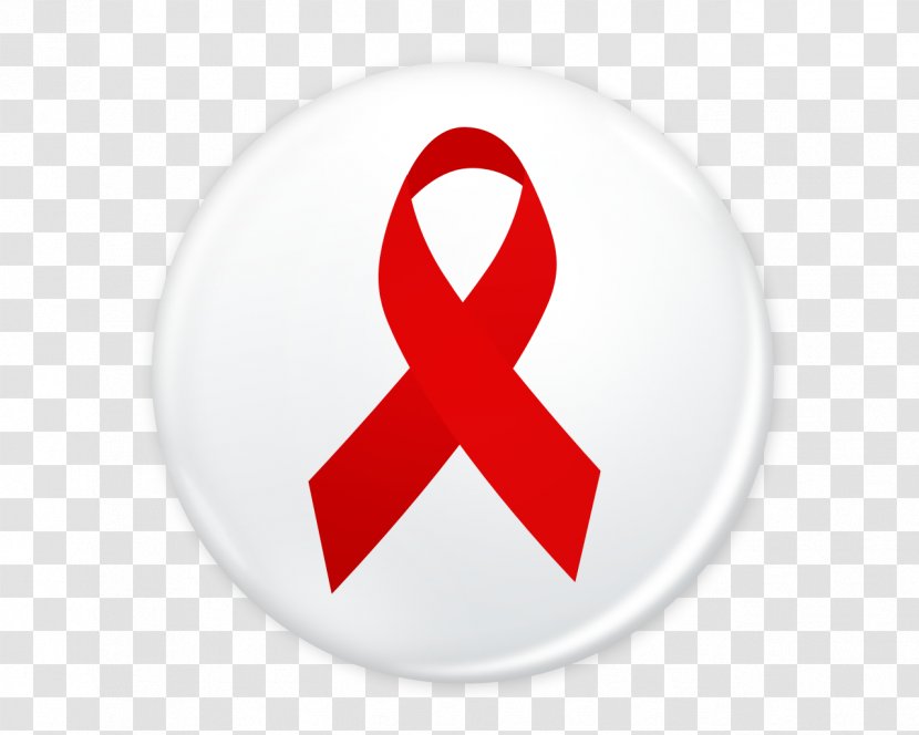 World AIDS Day Red Ribbon Symbol Sign - Badge Transparent PNG