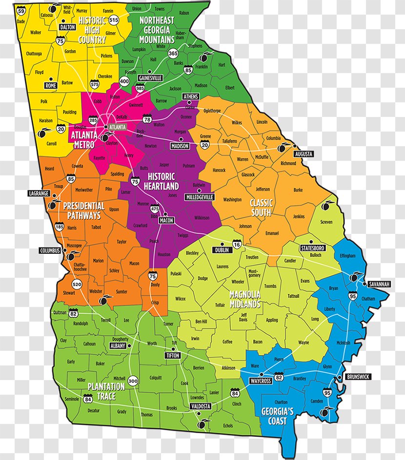 Atlanta Road Map Chatham County, Georgia Democratic Party Of - Area Transparent PNG