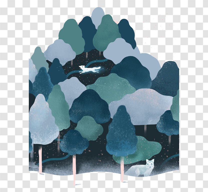 Berlin Netherlands Illustration - Aqua - Hand-painted Cartoon Forest Fox Run Transparent PNG