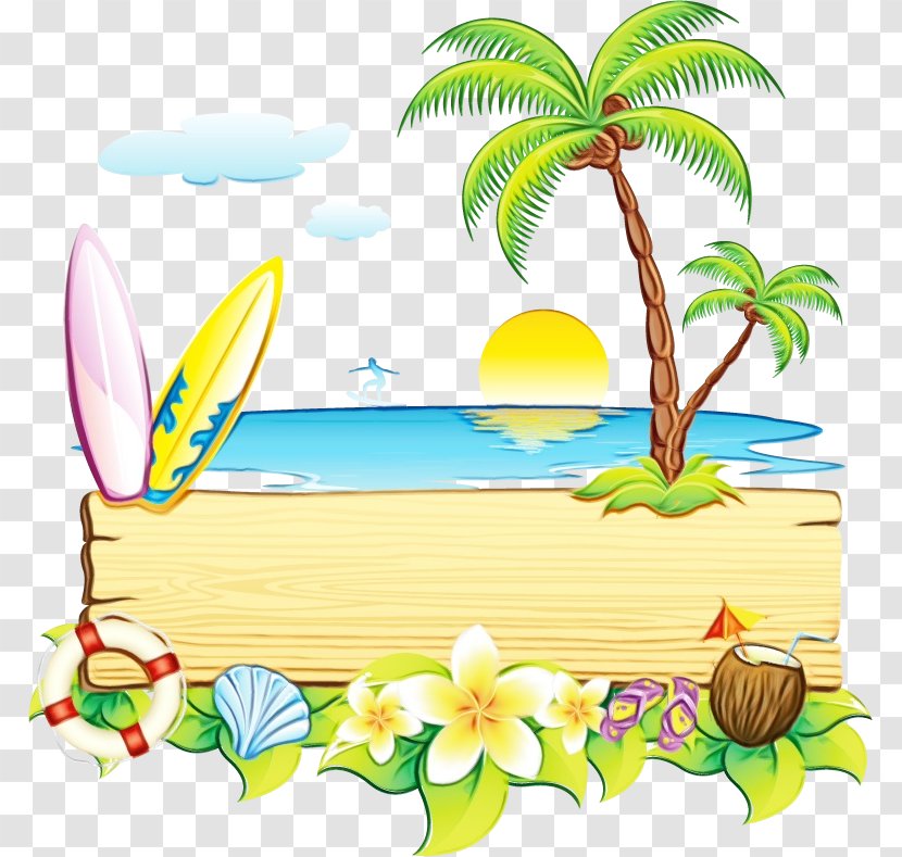 Palm Tree Background - Watercolor - Vacation Transparent PNG