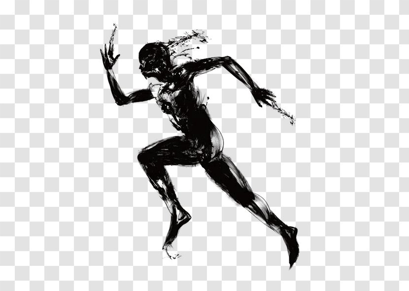 Advertising Poster - Art - Ink Style Running Man Transparent PNG