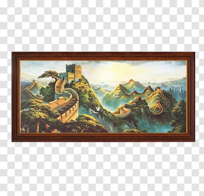 Great Wall Of China Oil Painting Fukei - Shan Shui - Hand Painted Gold Material Transparent PNG