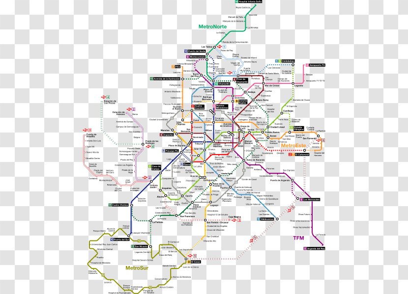 Madrid Metro Rapid Transit Map Line 1 - Transport Transparent PNG