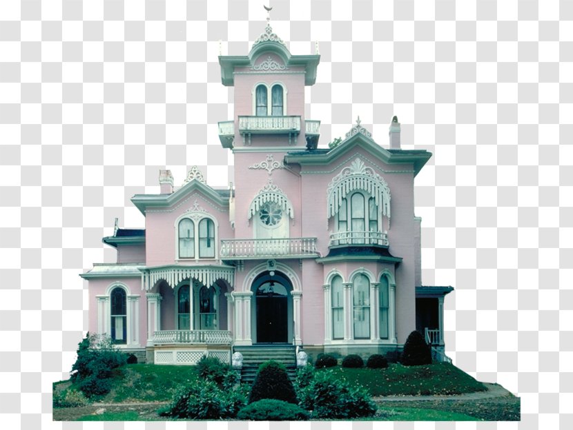 United States Victorian Era House Pink - Queen Anne Style Architecture - Castle Transparent PNG