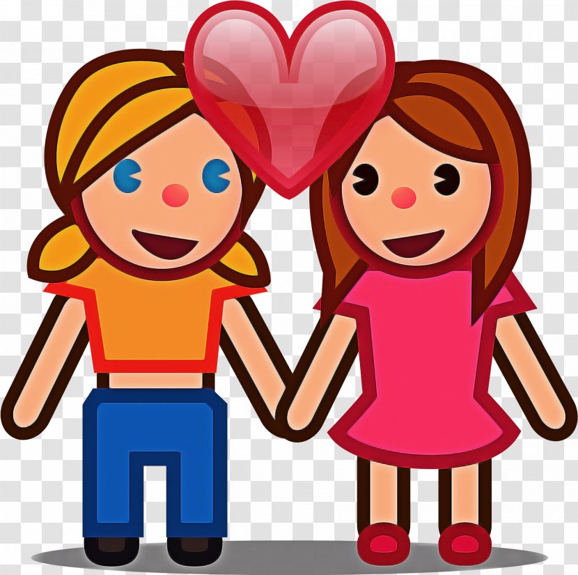 Cartoon Interaction Cheek Heart Sharing - Fun Friendship Transparent PNG