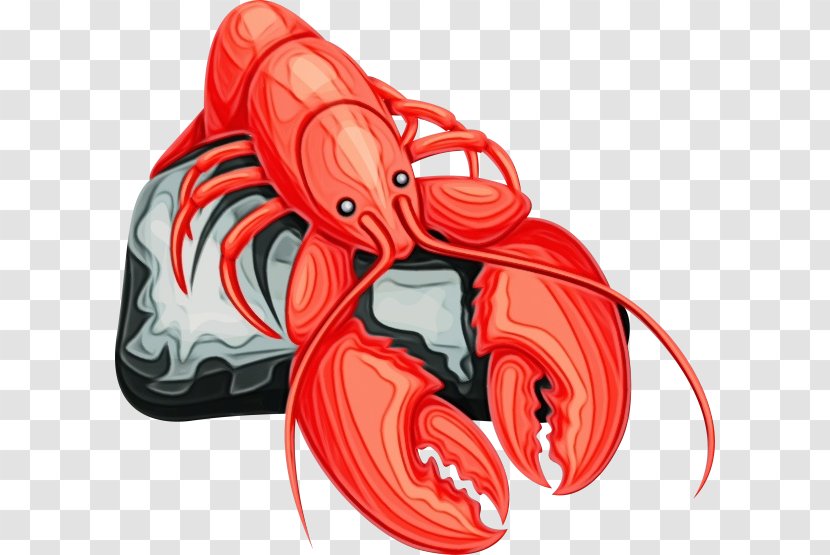 Red Footwear Lobster Seafood - Wet Ink Transparent PNG