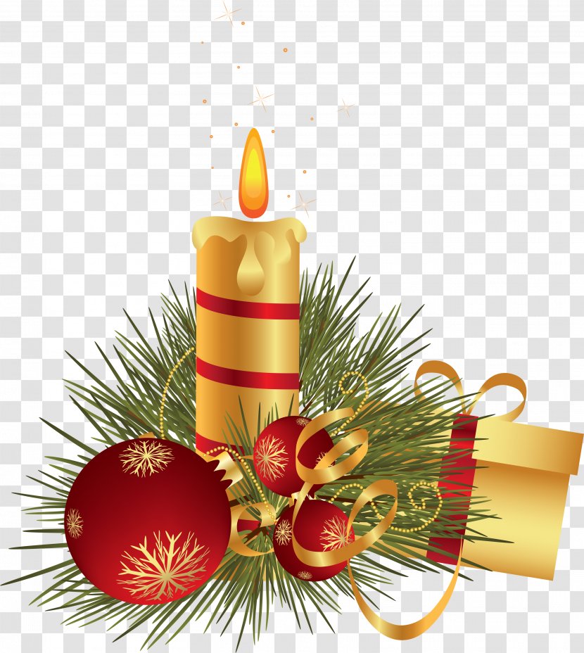 Christmas Candle Clip Art - Centrepiece - Image Transparent PNG