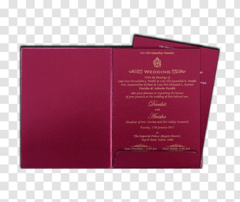 Wedding Invitation Maroon Convite Font - Pooja Thali Transparent PNG