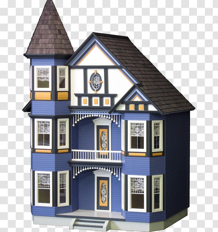 Painted Ladies Victorian Era Dollhouse Architecture - Facade - House Transparent PNG