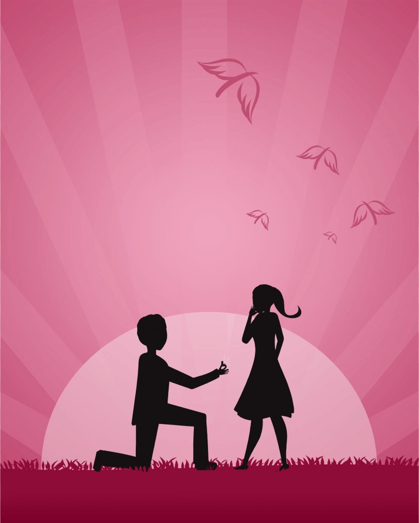 Marriage Proposal Romance Propose Day Valentines Clip Art - Silhouette - Cliparts Transparent PNG