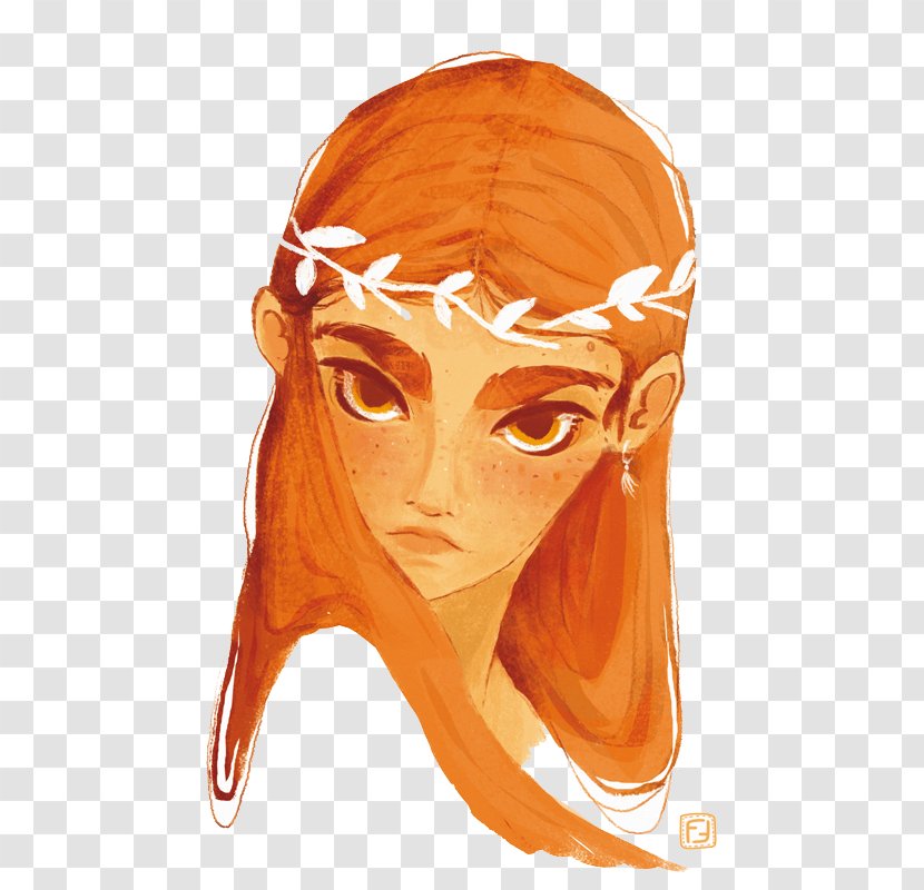 Behance Model Sheet Character Illustration - Brown Hair - Goddess Wearing A Garland Transparent PNG