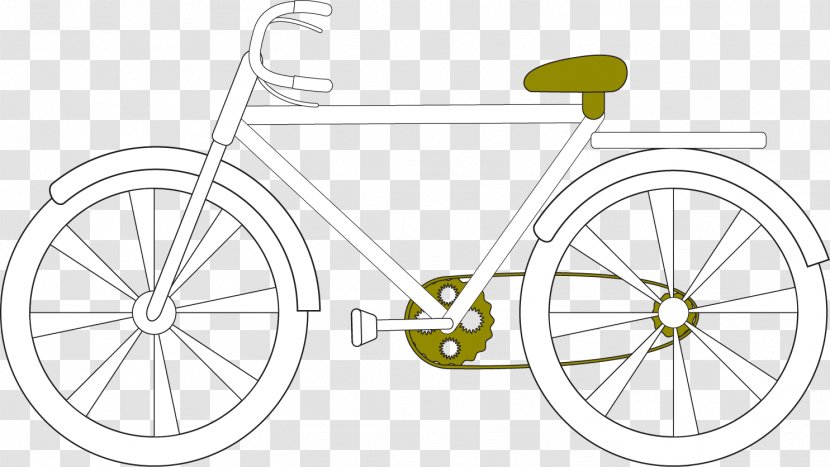 Bicycle Tire Drawing Mountain Bike Wheel - Yellow - Vector Transparent PNG
