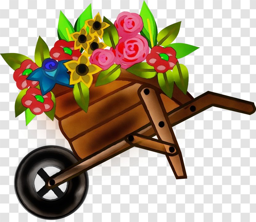 Wheelbarrow Cart Vehicle Wagon Flower - Wheel Plant Transparent PNG