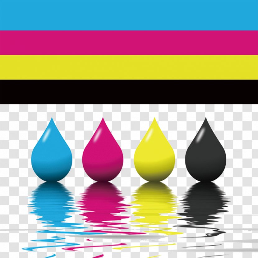 Paper Color Printing CMYK Model Offset - Ink - Realistic Droplets Menu Transparent PNG