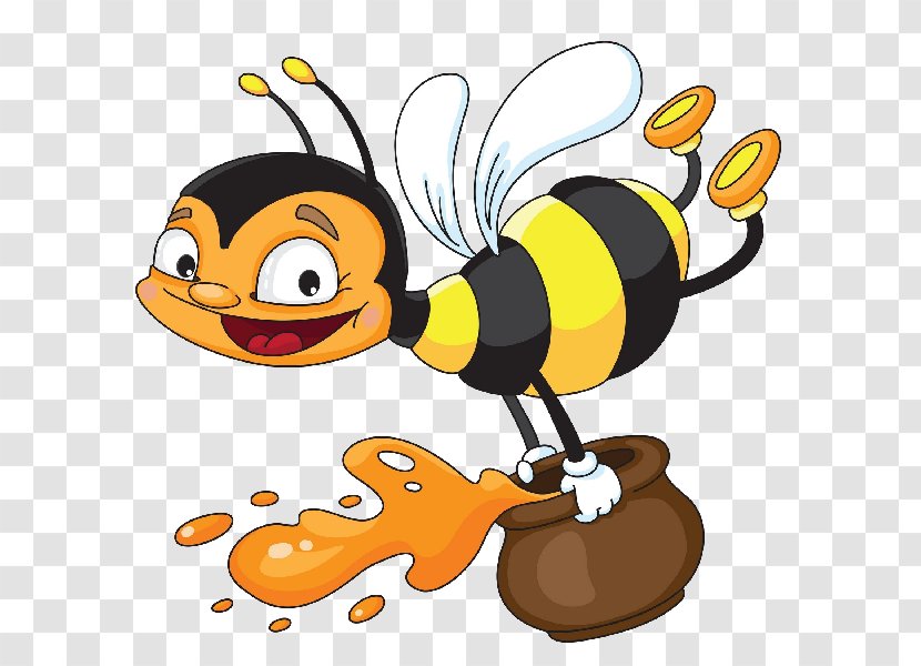 Western Honey Bee Drawing Clip Art - Royaltyfree - Cartoon Bees Transparent PNG