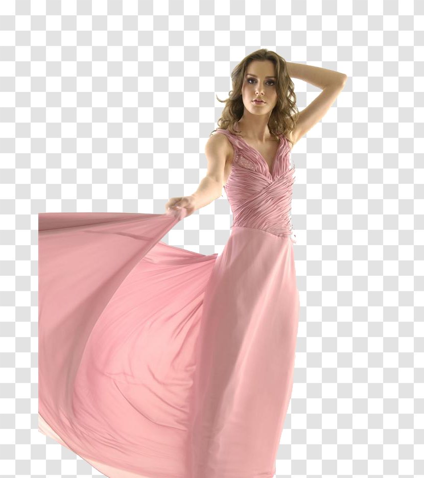 Paris Fashion Week Model Pink Designer - Flower - Woman In Dress Transparent PNG