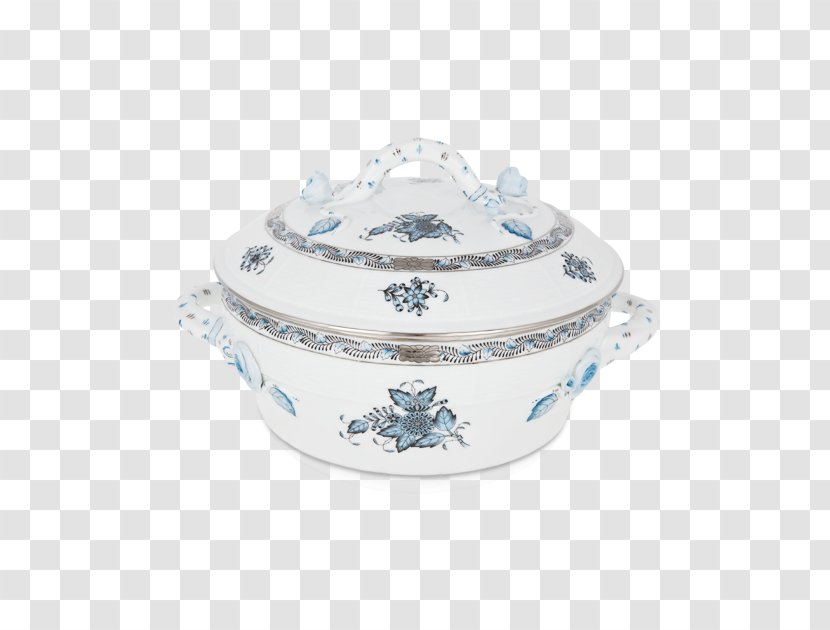 Tureen Ceramic Silver Blue And White Pottery Lid - Tableware Transparent PNG