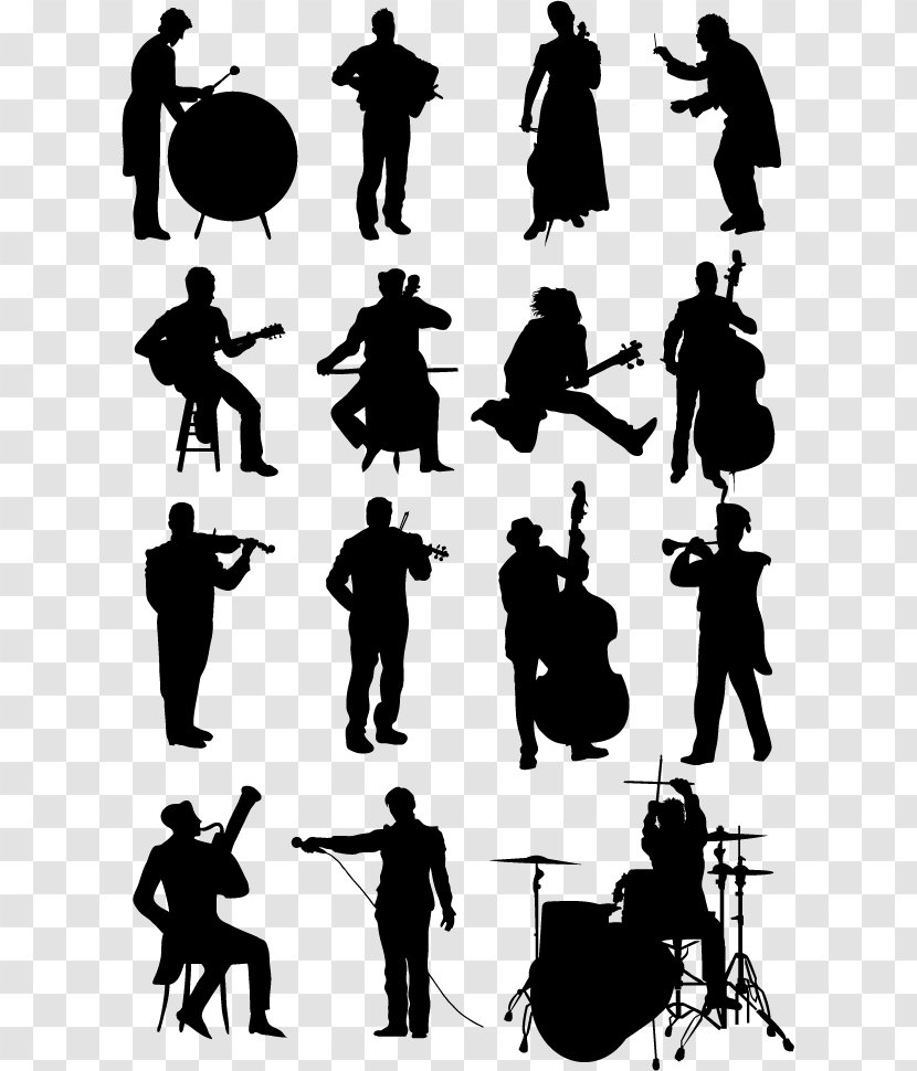 Musicians Silhouette Vector Material Download, - Tree - Cartoon Transparent PNG