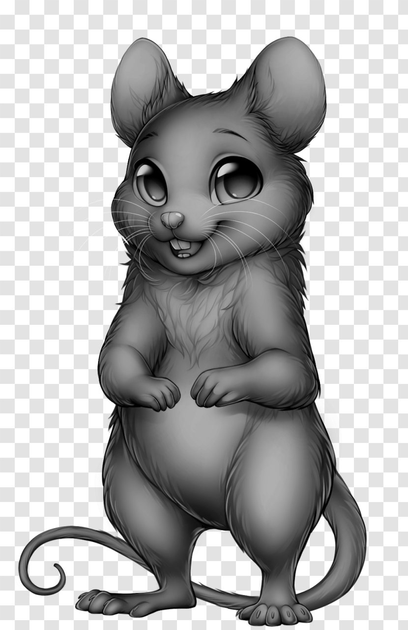 Computer Mouse Rat Drawing Grayscale - Paw Muroidea Transparent PNG
